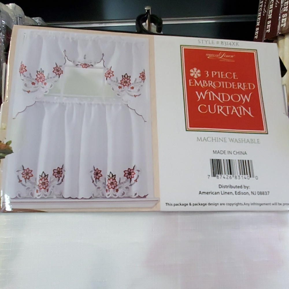 3 PIECE EMBROIDERED WINDOW CURTAIN - Picture 4 of 4